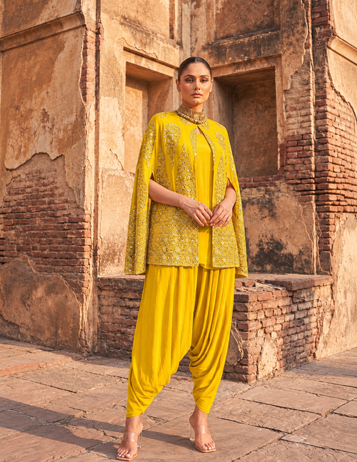 Mustard Cape Jacket With Jumper
