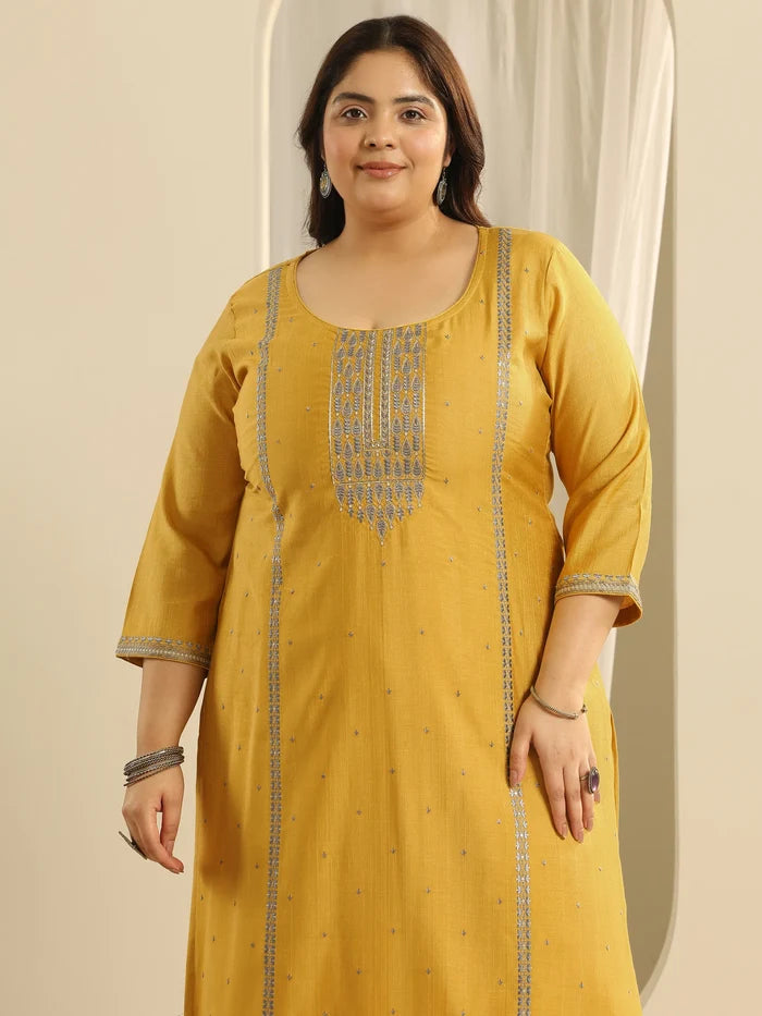 Mustard Yellow Floral Kurta Set