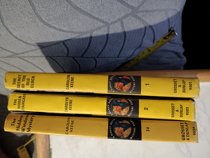 Nancy Drew 4 Book BUNDLE #1 #2 #34 Hidden Mystery Window Staircase Old Clock