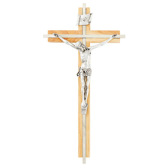 Oak Crucifix With Silver Inlay