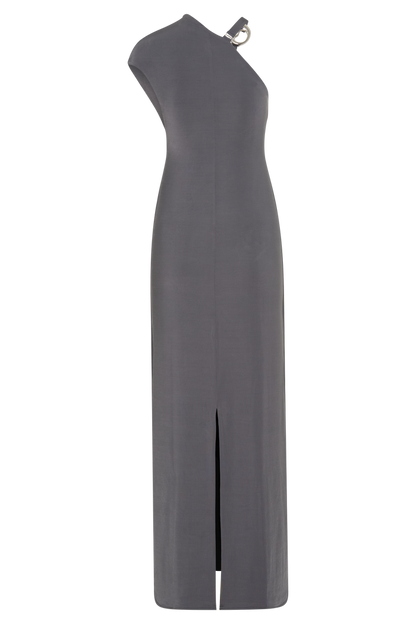 Oden Slinky Maxi Dress With Hardware - Grey