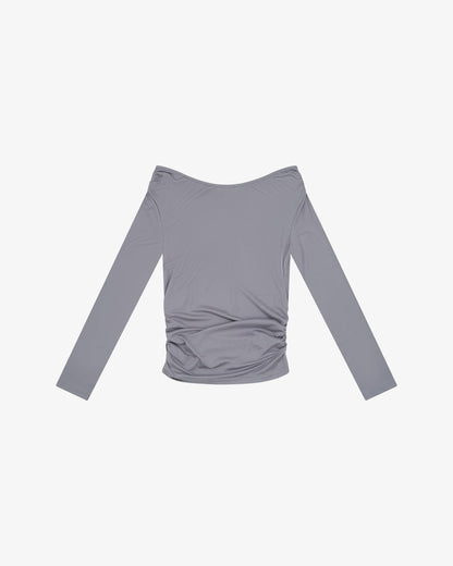 OFF SHOULDER LS TOP - Silver