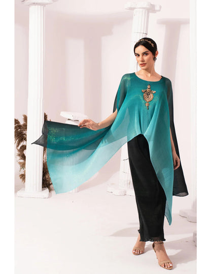 Ombre Blue Kaftan & Dhoti