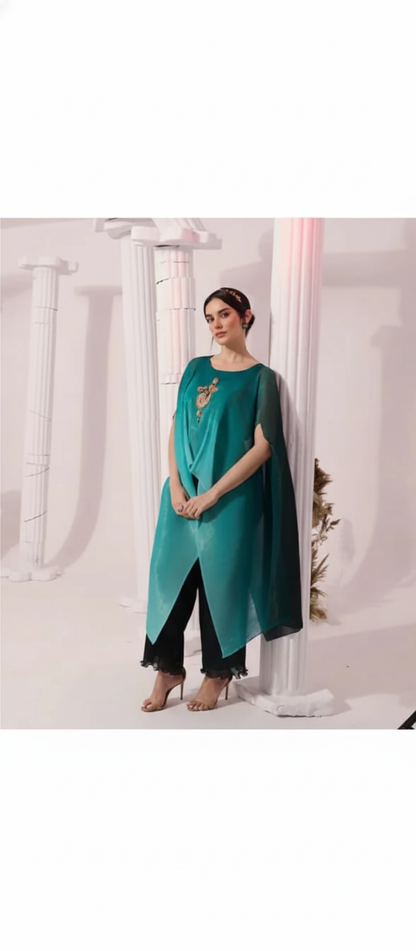 Ombre Green Kaftan & Pant