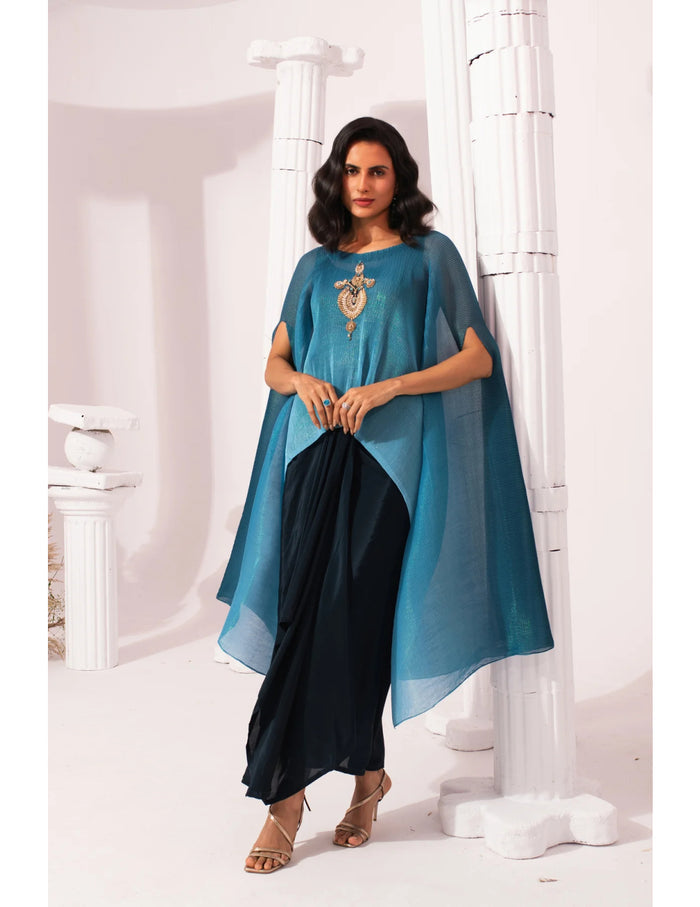 Ombre Ocean Blue Kaftan & Dhoti Set