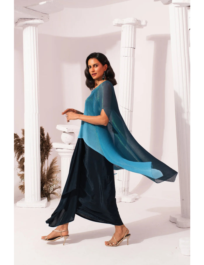 Ombre Ocean Blue Kaftan & Dhoti Set