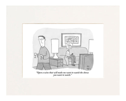 Open A Wine Cartoon Print