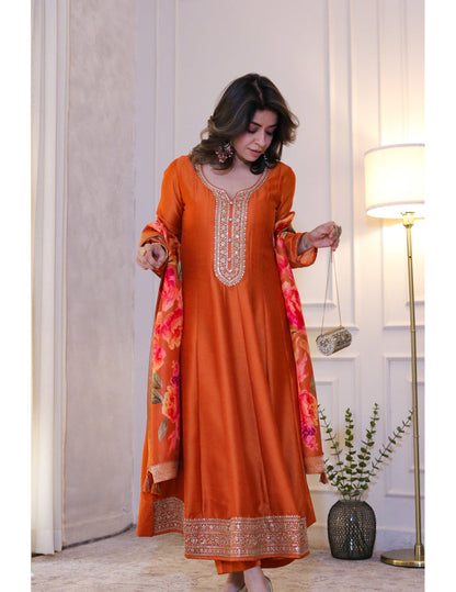 Orange Anarkali Suit