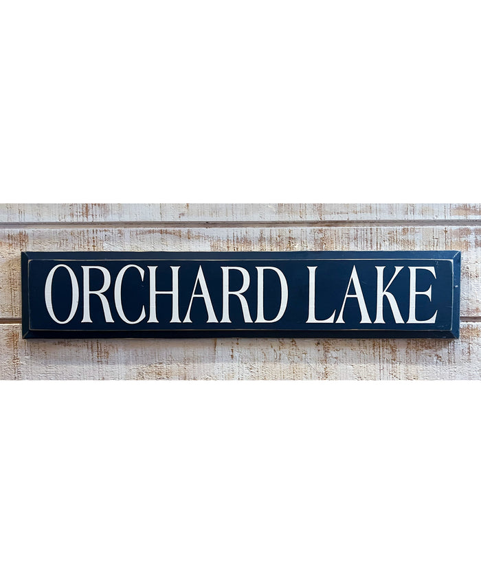 Orchard Lake Wooden Sign