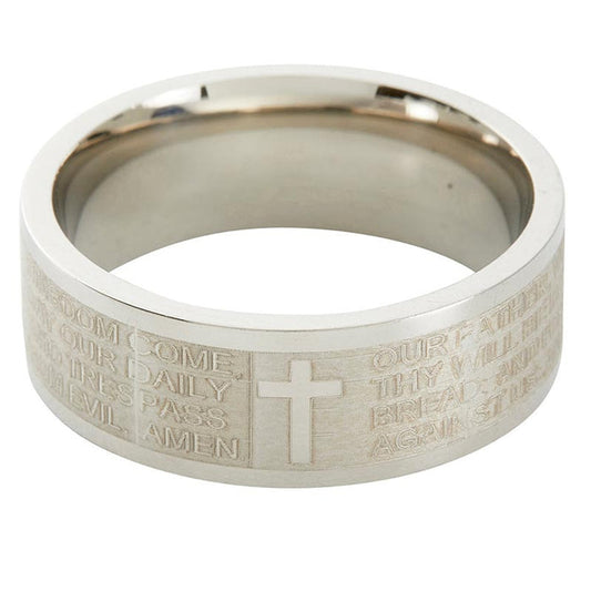 Our Father Stainless Steel Lasered Ring