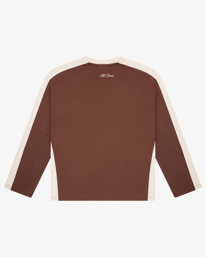 Panelled LS Crop Tee - Chocolate/Sand