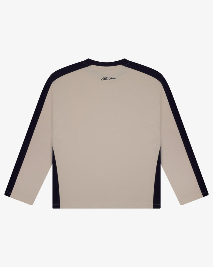 Panelled LS Crop Tee - Sand/Navy