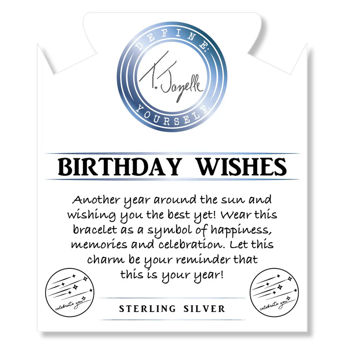 Peruvian Amazonite Stone Bracelet with Birthday Wishes Sterling Silver Charm