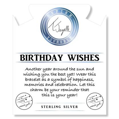 Peruvian Amazonite Stone Bracelet with Birthday Wishes Sterling Silver Charm