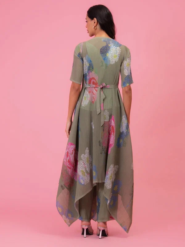 Premium olive designer tunic set