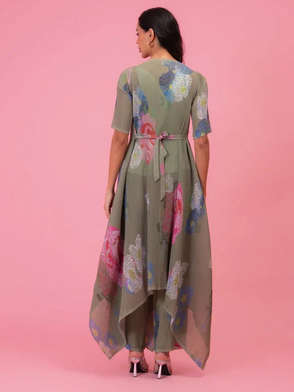 Premium olive designer tunic set