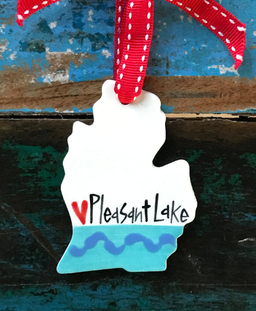 Pleasant Lake Ceramic Ornament