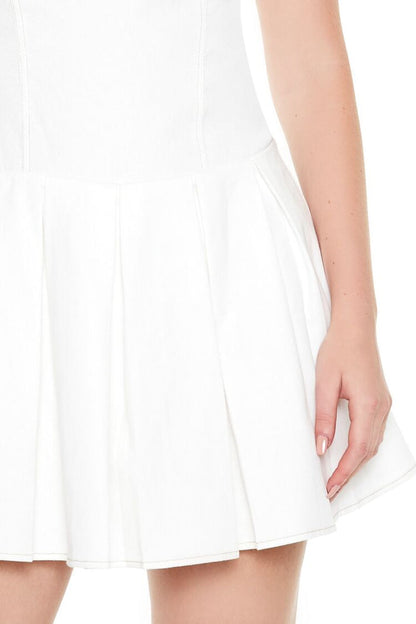 Pleated Strapless Bow Mini Dress