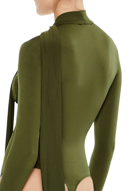 Plunging Scarf Bodysuit