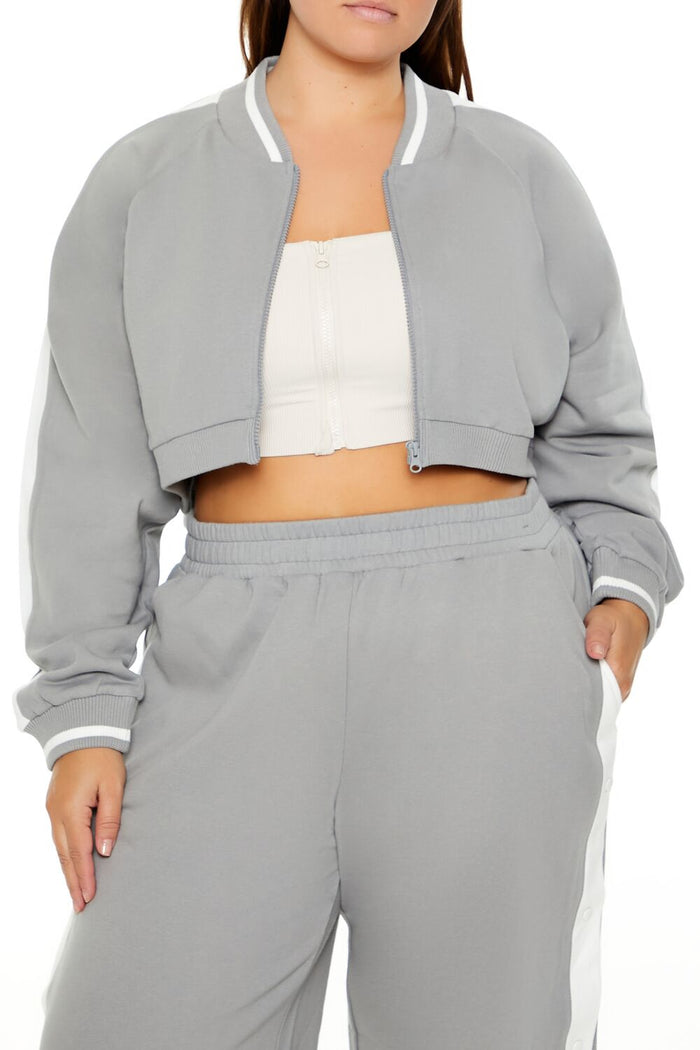 Plus Size Active Striped Jacket