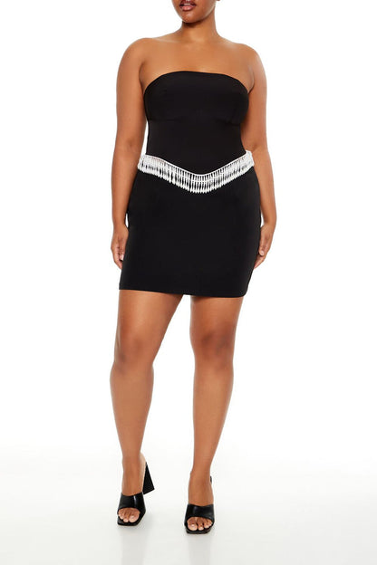 Plus Size Beaded-Trim Tube Top