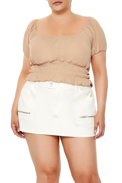 Plus Size Ribbed Knit Crop Top