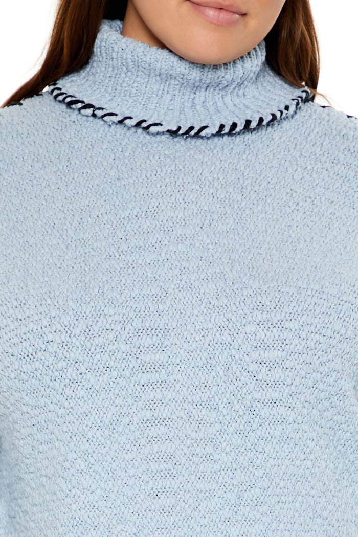 Plus Size Whipstitched Turtleneck Sweater