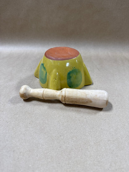 Pottery Style Mortar And Wooden Pestle