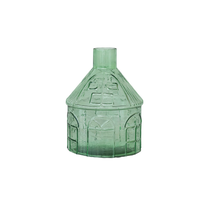 Pressed Glass House Shaped Vase
