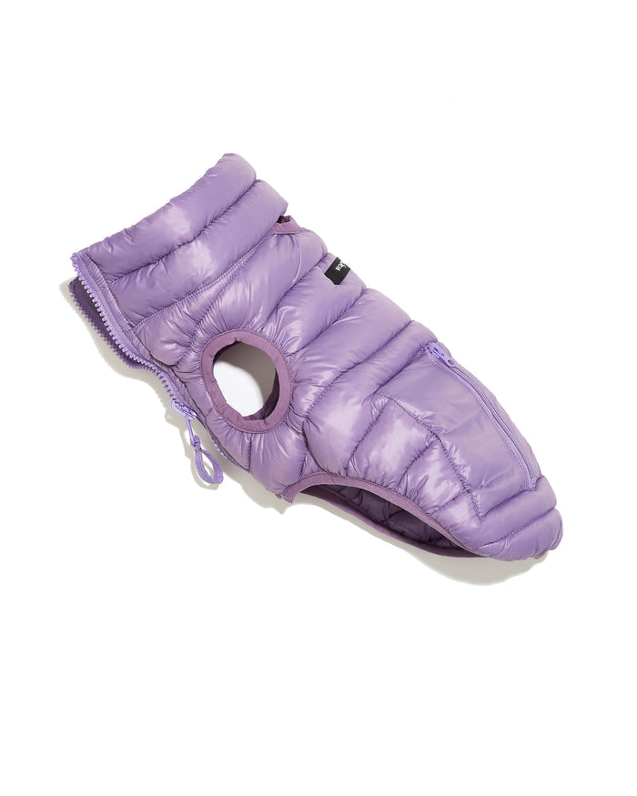 purple puffer vest