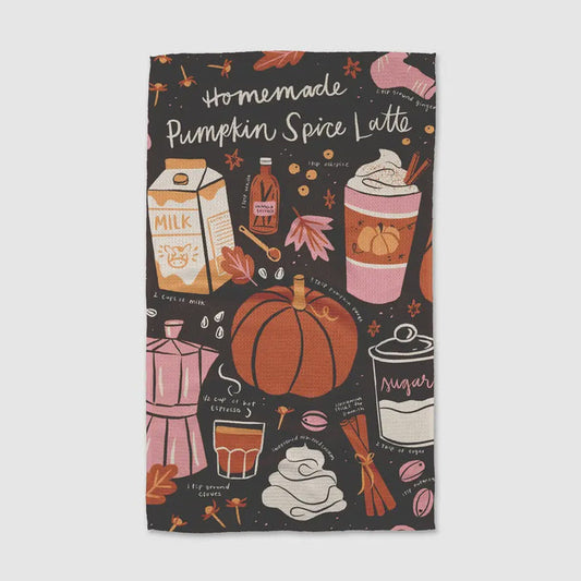 Pumpkin Spice Latte Kitchen Tea Towel
