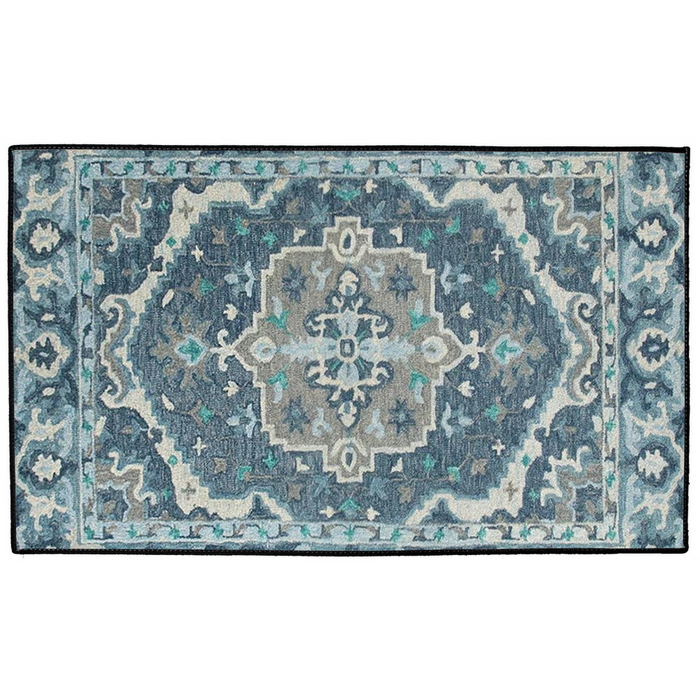 Qajar Persian Indoor/Outdoor Floor Mat Blue Gray