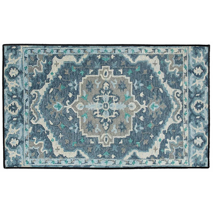Qajar Persian Indoor/Outdoor Floor Mat Blue Gray