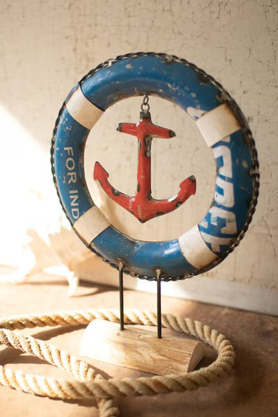 Recycled Iron Life Preserver with Anchor