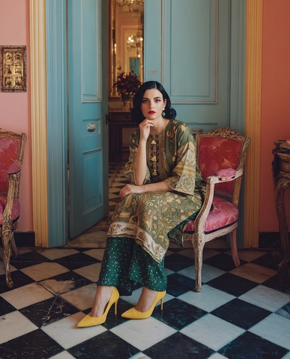 Designer Rooh Green Kurta Set