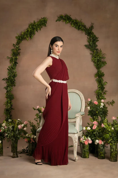 Rose red saree Singapore