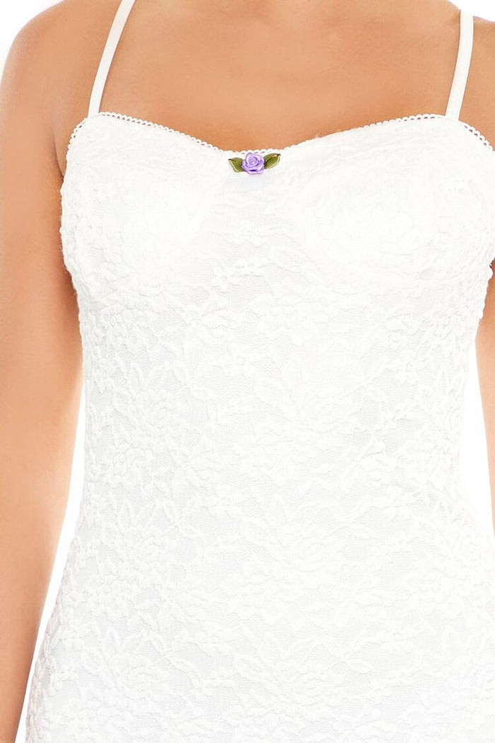 Rosette Lace Mini Dress