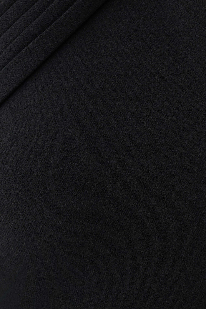 Sable Crossover Crepe Midi Dress - Black