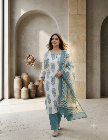 Sage Bloom Elegance Suit Set