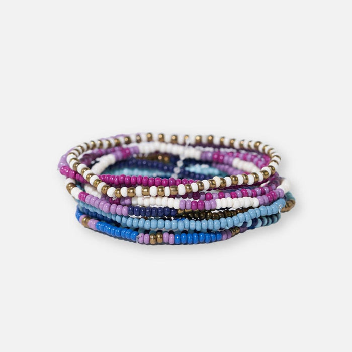 Sage Mixed Stripe Iceland Beaded Stretch Bracelet