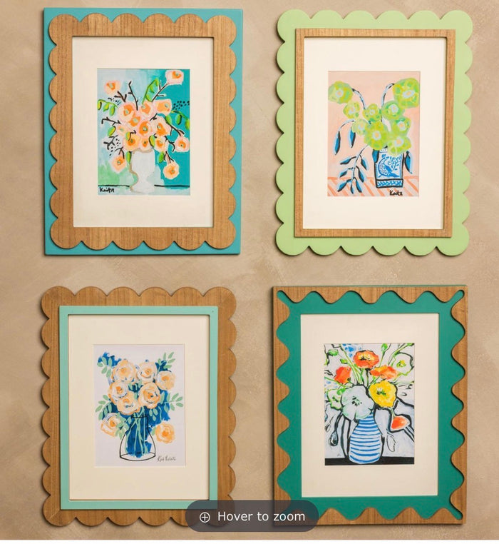 Scalloped Edge Framed Flower Prints
