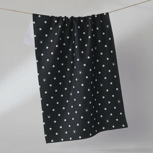 Spooky Dots Black Kitchen Tea Towel