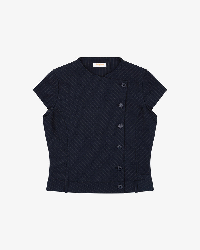 SS Asym Jacket - Ink Pinstripe