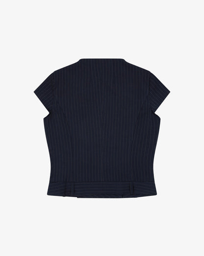 SS Asym Jacket - Ink Pinstripe