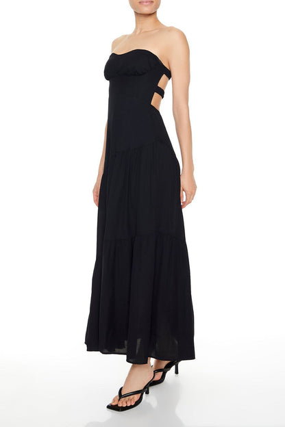 Strapless Asymmetrical Maxi Dress