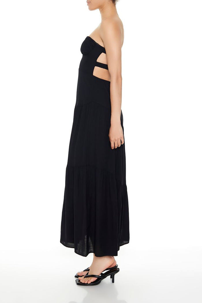 Strapless Asymmetrical Maxi Dress