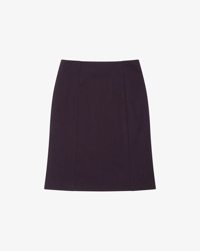 STRETCH COLUMN MIDI SKIRT - PLUM