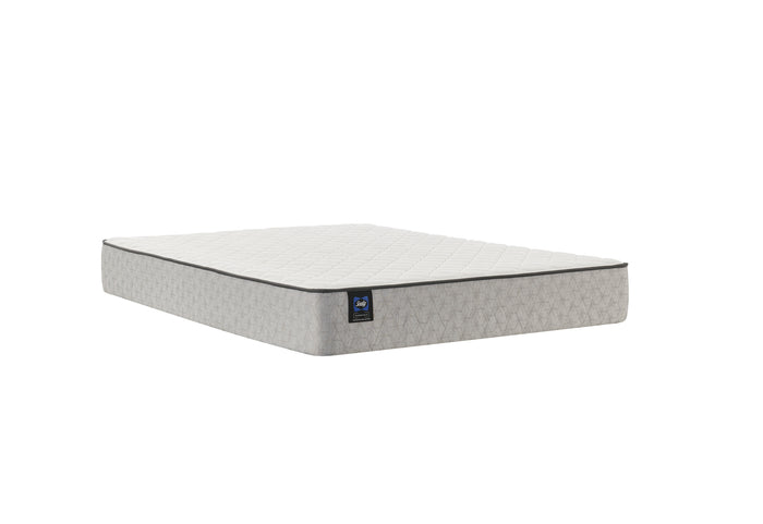 Summer Elm firm mattress in Queen size, innerspring construction with firm support, from Sealy