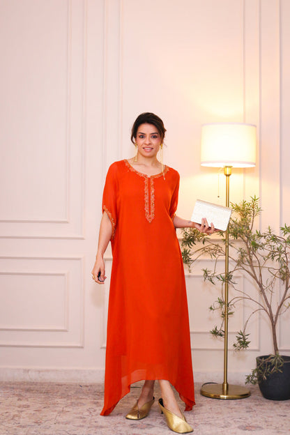 Tangerine Viscose Kaftan