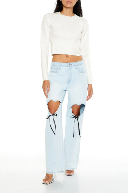 Textured Cropped Sweater
